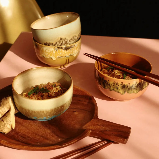 HK Living 70s Ceramics Noodle Bowl Azure – Stoneware Schüssel Ø 13,5 cm, Table Setting
