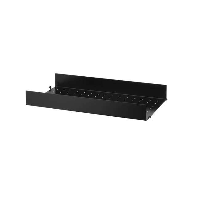 String Metallboden hohe Kante 58×30cm Schwarz – Regalboden aus Metall für das String Regal