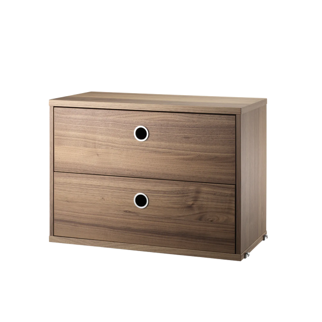 String Schubladenschrank 58×30cm Walnuss – Schubladenelement für das String Regal