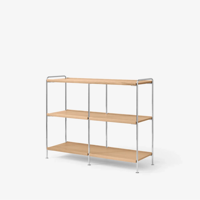 Alima NDS5 Regal Eiche mit Chromgestell, Freisteller Frontansicht