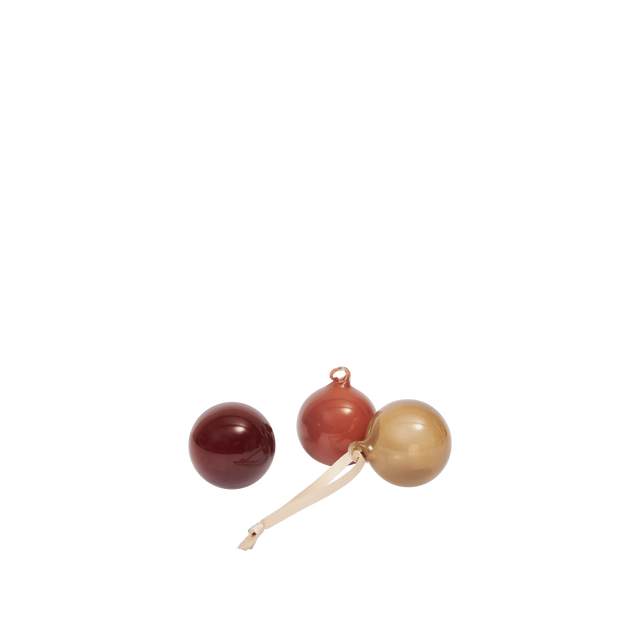 ferm LIVING Glass Baubles S Roseate Opaque – kleine Christbaumkugeln aus Glas im 3er-Set