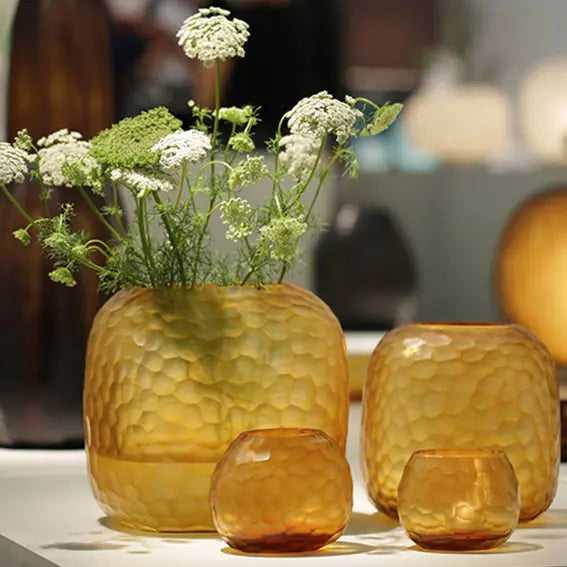 Vase Somba Familie in der Farbe Clear Gold - mundgeblasene Glasvasen von Guaxs
