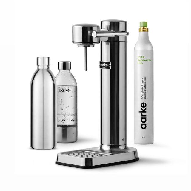 Aarke Carbonator 3 Edelstahl Komplett - Set - Wassersprudler + Flasche + CO2 Zylinder - DesignWe.Love