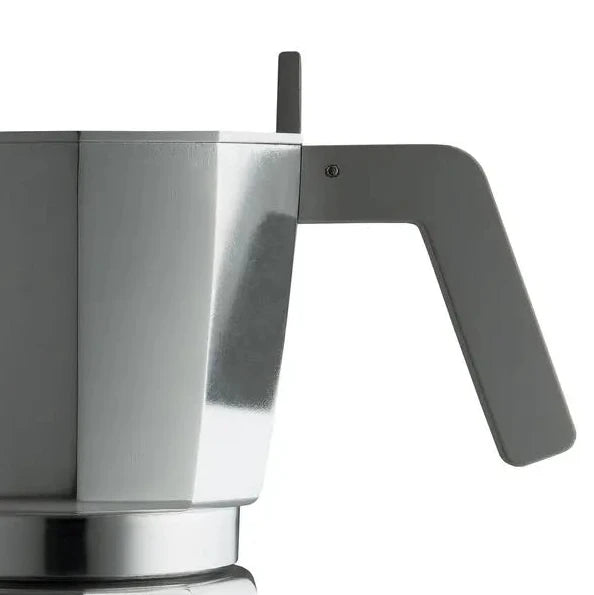 Alessi Moka Espressokocher Induktion von David Chipperfield, Gussaluminium Detail Griff