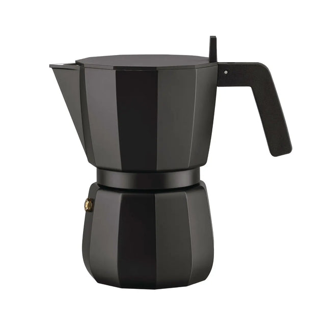 Alessi Moka Espressokocher Schwarz 6 Tassen, freigestellt – Design David Chipperfield