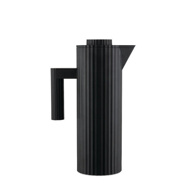 Alessi Thermoskanne Plissé in Schwarz – Design Michele De Lucchi, 1 Liter