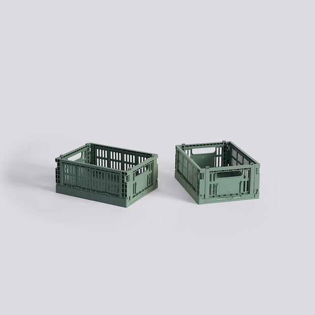Aufbewahrungsbox Colour Crate Mini 2 - er Set, Sage Green - HAY - DesignWe.Love