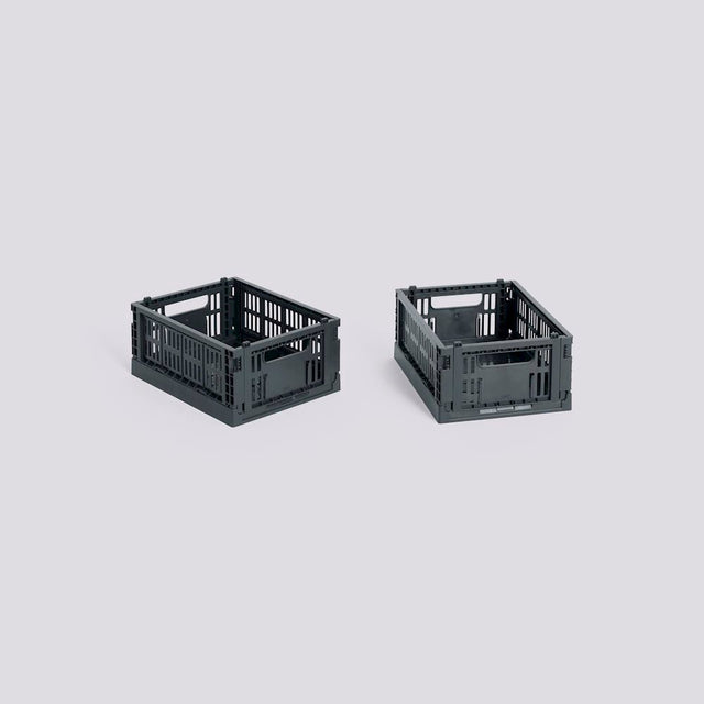 Aufbewahrungsbox Colour Crate Mini 2er Set, Charcoal - HAY - DesignWe.Love