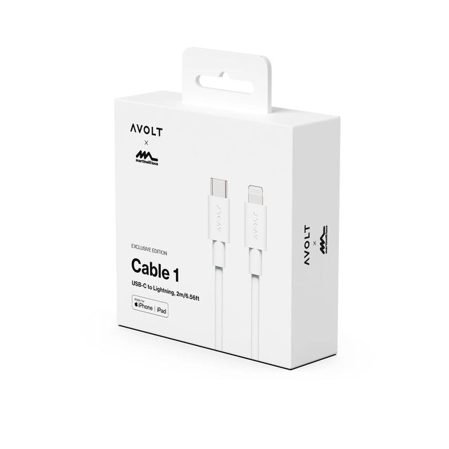 Avolt Cable 1 USB-C auf Lightning Ladekabel in Opal White