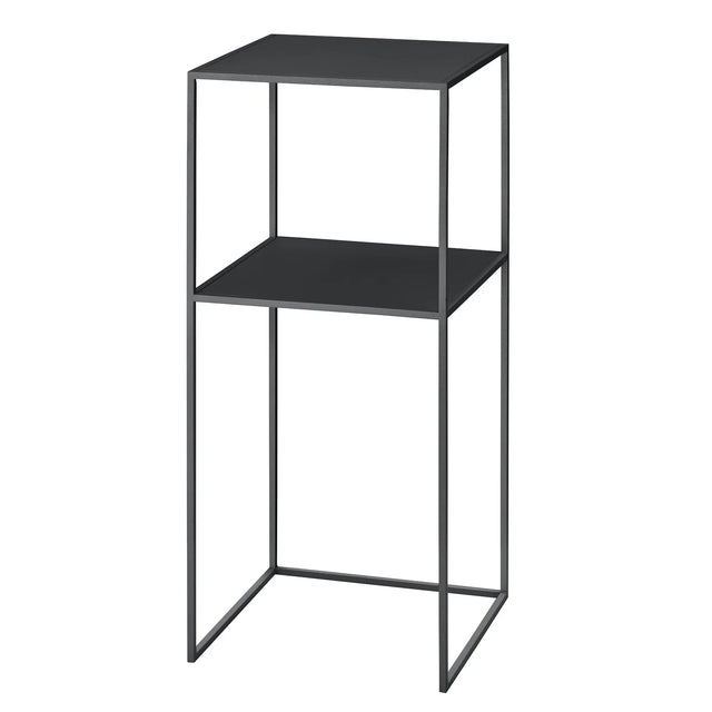 blomus Fera Podest in Schwarz, Blumenhocker aus Stahl mit zwei Ebenen, 80 cm hoch