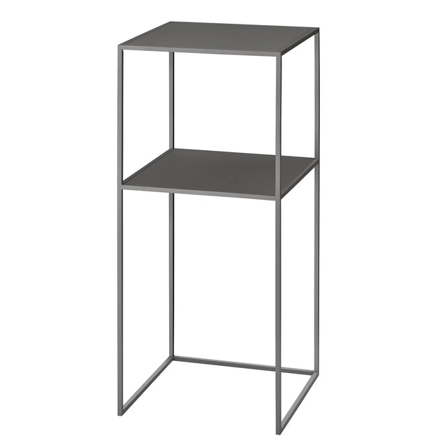 blomus Fera Podest in Dunkelgrau (Steel Gray), Blumenhocker aus Stahl mit zwei Ebenen, 80 cm hoch