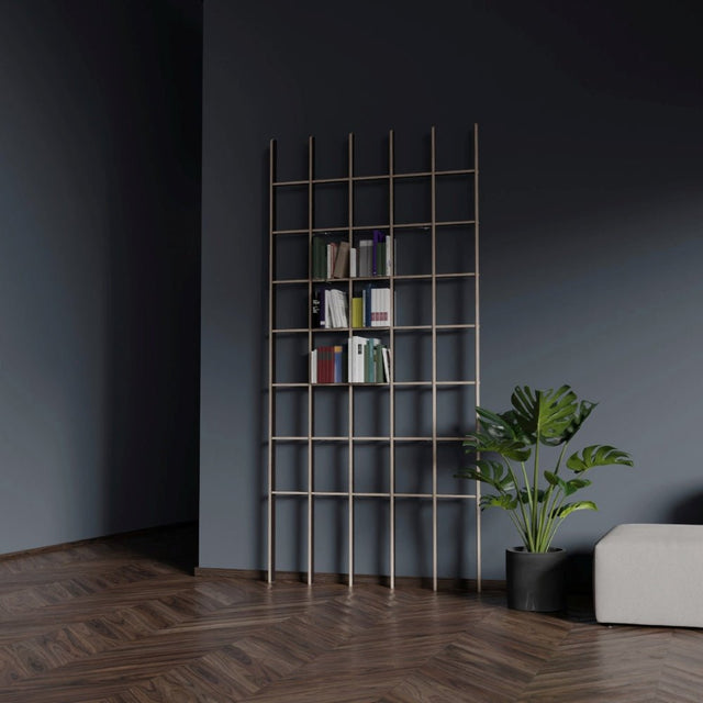 Bücherregal Open35 schwarz im Raum, Wandregal 115 cm breit mit 35 Fächern - Breuer & Bono