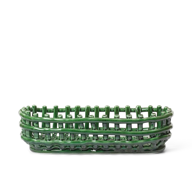 Ceramic Basket Oval Grün - ferm LIVING - DesignWe.Love