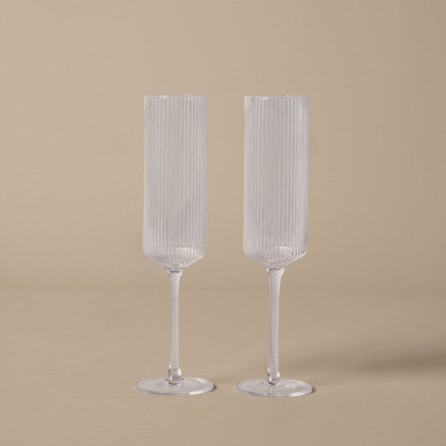 Champagnergläser Flute Ripple klar (2er Set) - ferm LIVING - DesignWe.Love