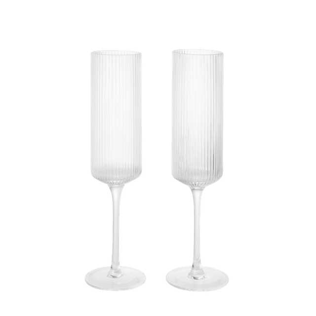 Champagnergläser Flute Ripple klar (2er Set) - ferm LIVING - DesignWe.Love