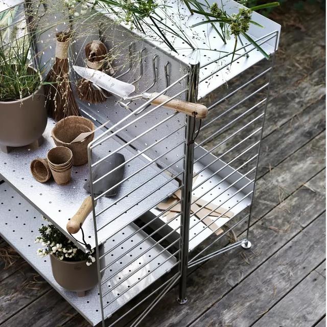 String Outdoor Bodenleiter 85 × 30 cm – 2er Set verzinkt – wetterfestes Regal für Balkon und Garten