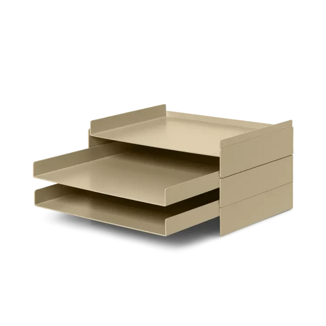 Dokumentenablage 2x2 Kaschmir – ferm LIVING, stapelbarer Schreibtischorganizer aus pulverbeschichtetem Metall, Design Jamie Wolfond