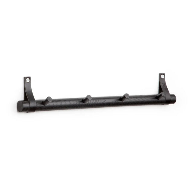 Rack Wandgarderobe aus Eiche und Leder 4 Dot Schwarz freigestellt von EKTA Living