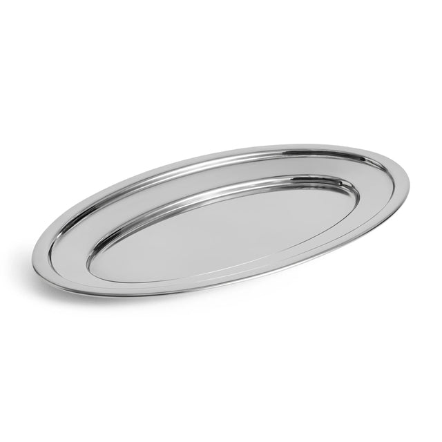 HAY Essential Steel Ovale Schale Gross aus poliertem Edelstahl, Freisteller