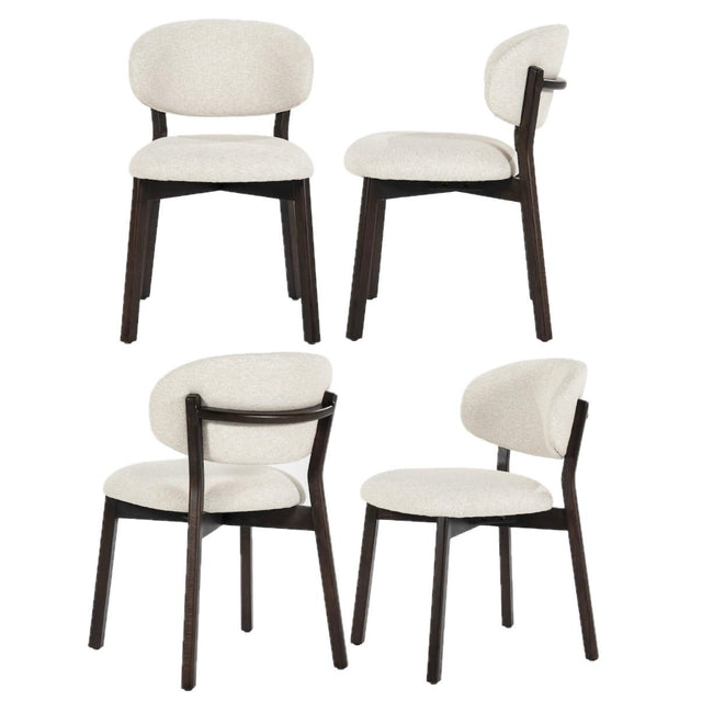 Esszimmerstühle 4er Set Mikky Eiche Geräuchert/Beige Polster - Eleonora - DesignWe.Love