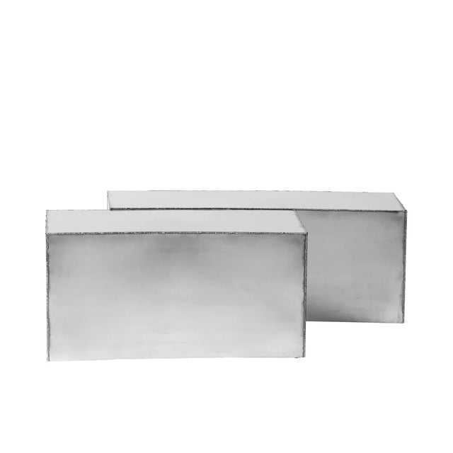 ferm LIVING Ferra Couchtisch 2er-Set aus gebürstetem Edelstahl