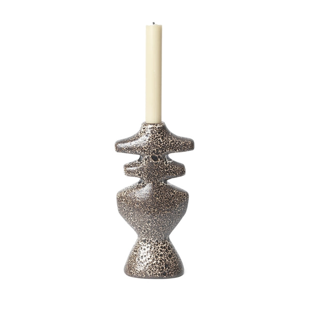 Yara Kerzenständer Keramik Groß | Braun Gesprenkelt | ferm LIVING - DesignWe.Love