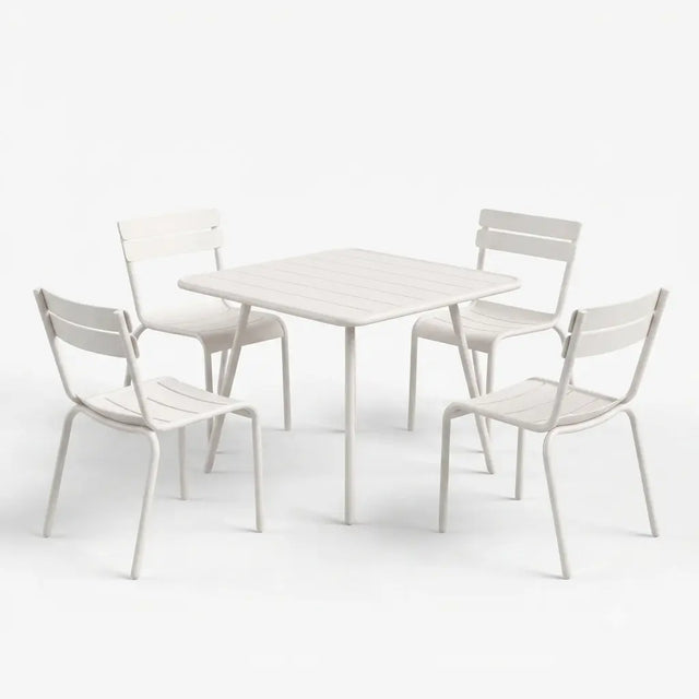 Fermob Luxembourg Gartenmöbelset Baumwollweiss, Tisch und 4 Stühle - Fermob