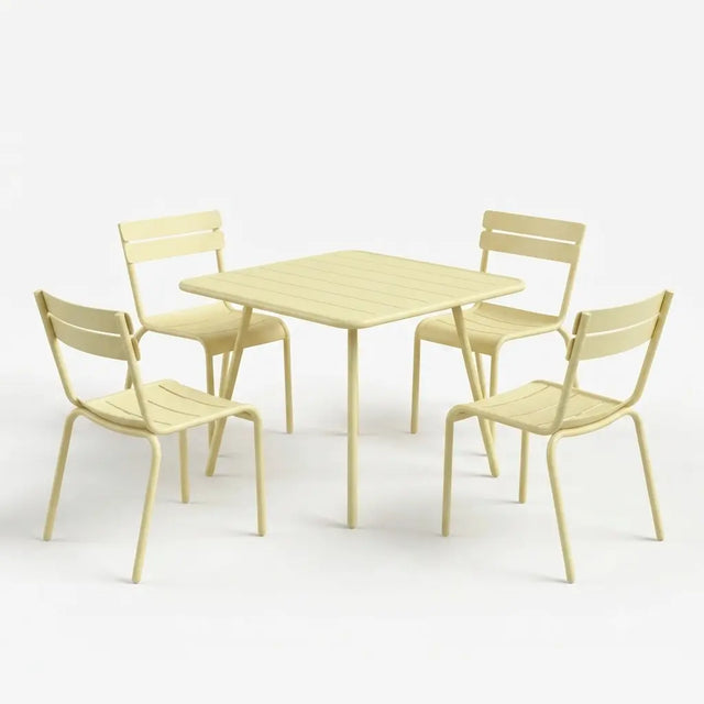 Fermob Luxembourg Gartenmöbelset Zitronensorbet, Tisch und 4 Stühle - Fermob