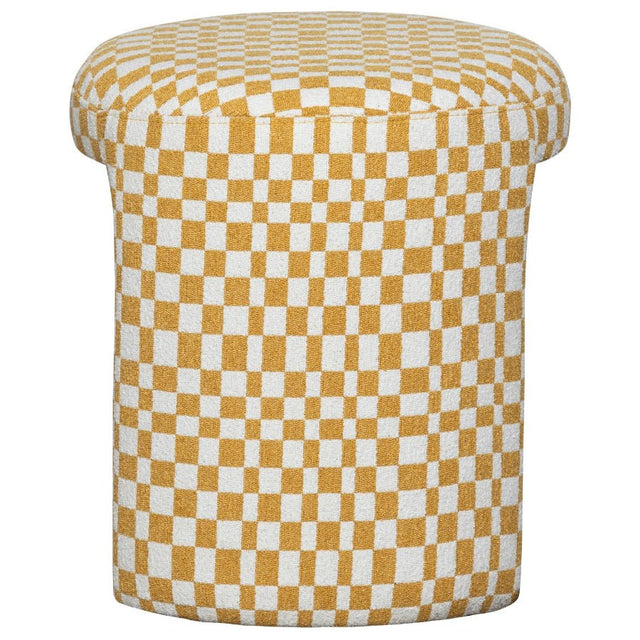 Gepolsterter Hocker Charlie Gelb mit Karomuster - Woood - DesignWe.Love