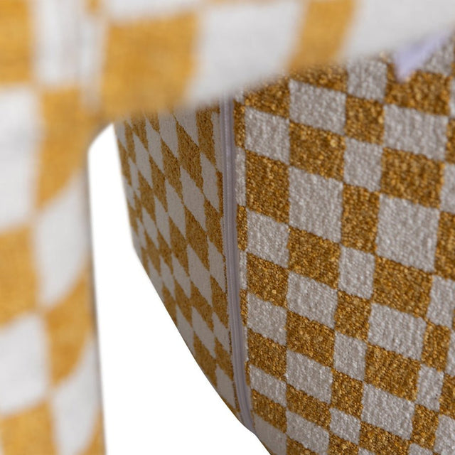 Gepolsterter Hocker Charlie Gelb mit Karomuster - Woood - DesignWe.Love