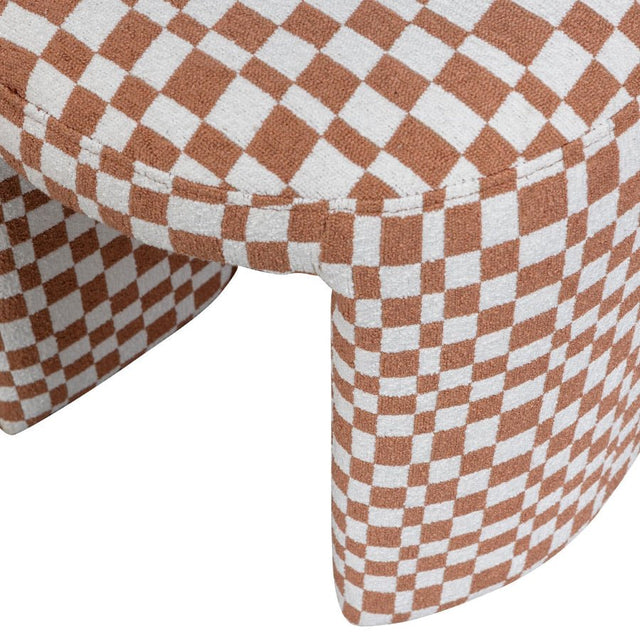 Gepolsterter Hocker Charlie Orange mit Karomuster - Woood - DesignWe.Love