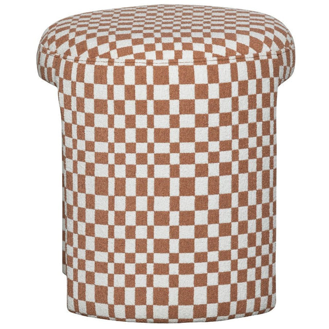 Gepolsterter Hocker Charlie Orange mit Karomuster - Woood - DesignWe.Love