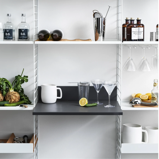 Gläserschienen 20cm Dunkelgrau – String Furniture Regalsystem (2er Set)