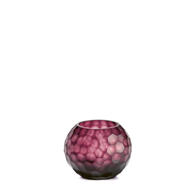 GUAXS Somba Vase S Amethyst – mundgeblasene Glasvase mit Wabenstruktur, H 12 cm