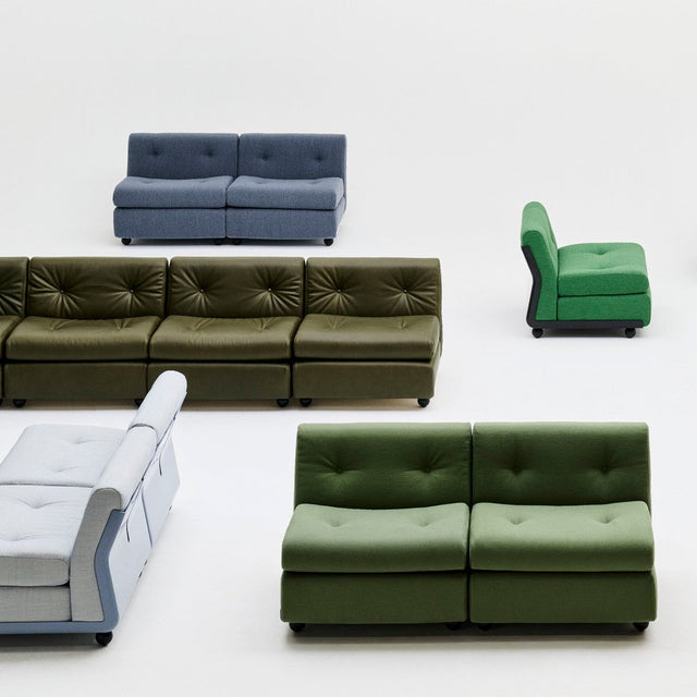 HAY Amanta Sofa und Sessel von Mario Bellini, Kollektionsübersicht in verschiedenen Gestellfarben und Bezügen