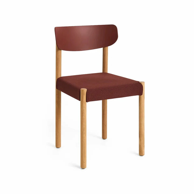 HAY Pack Chair 11 gepolsterter Trattoria-Stuhl, Oiled Oak Eiche, Rücken Hull Red, Bezug Steelcut 655