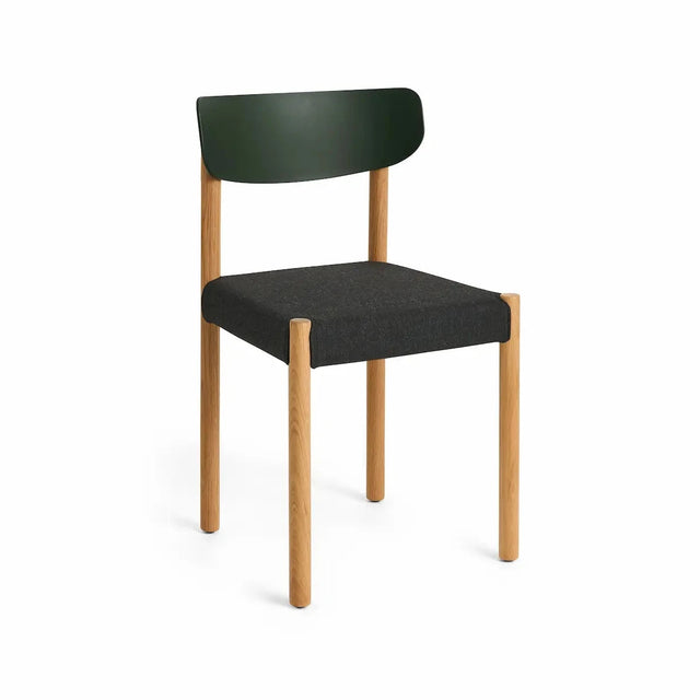 HAY Pack Chair 11 gepolsterter Trattoria-Stuhl, Oiled Oak Eiche, Rücken Palm Green, Bezug Remix 973