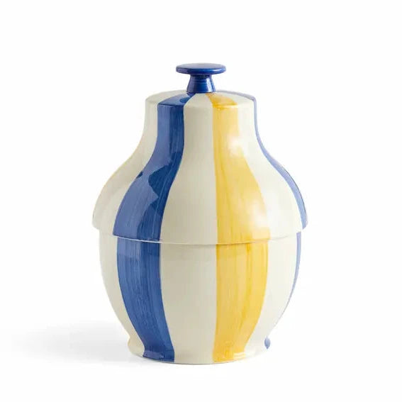HAY Sobremesa Stripe Keksdose Keramik blau gelb Freisteller - HAY