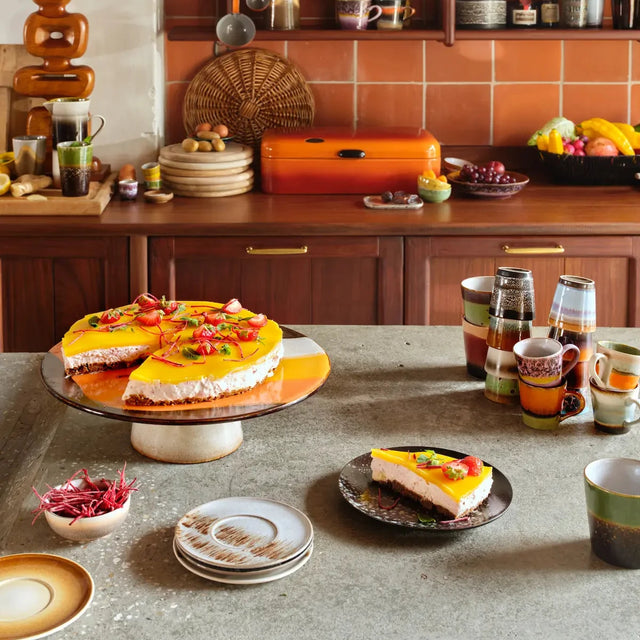 HK Living 70s Ceramics Espresso Tassen Retro 4er Set – Tassen für Espresso mit reaktiver Glasur, Kuchenzeit
