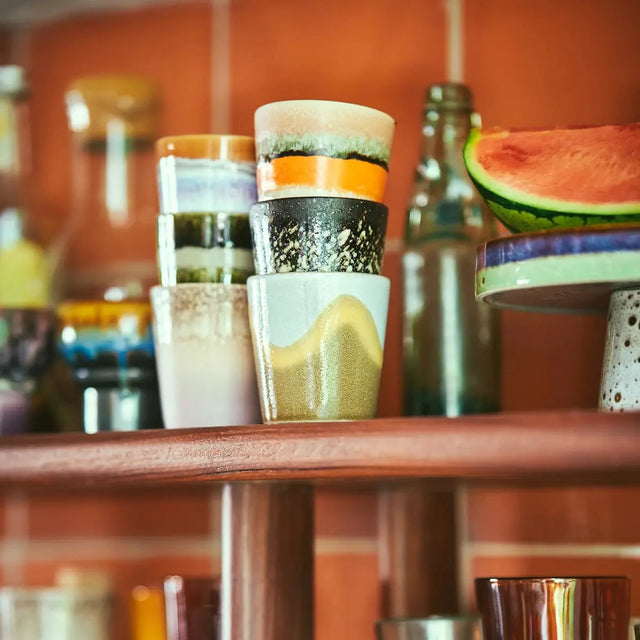 HK Living 70s Ceramics Kaffeebecher Elements 6er Set – Kaffeetassen in erdigen Naturtönen, handglasiert, ACE7212