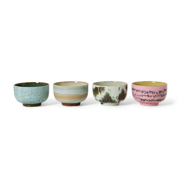 HK Living 70s Ceramics Noodle Bowls Dada 4er Set – Seitenansicht, 500 ml, Ø 13,5 cm, kunstinspirierte Töne, KST0159