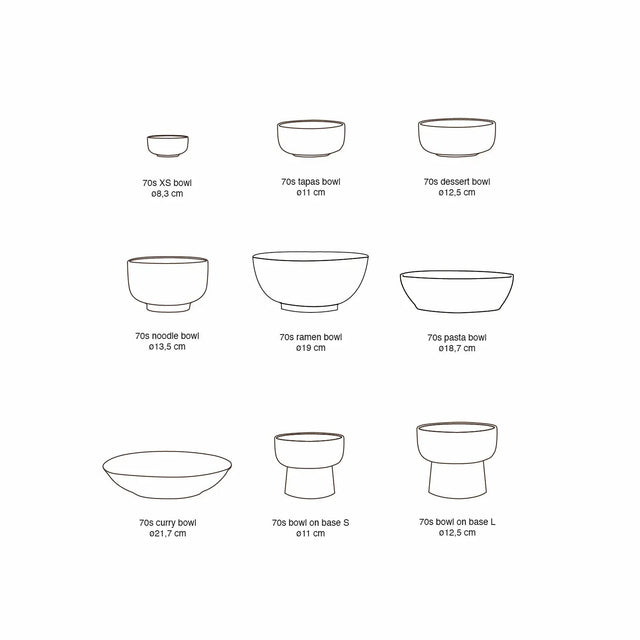 HK Living 70s Ceramics Noodle Bowls Größenübersicht