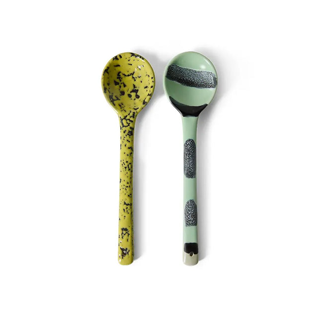 HK Living Servierlöffel Mines – handglasiertes Steingut, 23,5 cm