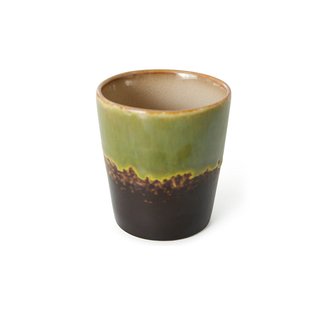 HK Living Kaffeebecher 70s Ceramics – Stoneware Tumbler 230 ml, handglasiert, reaktive Glasur, Farbwelt Algae
