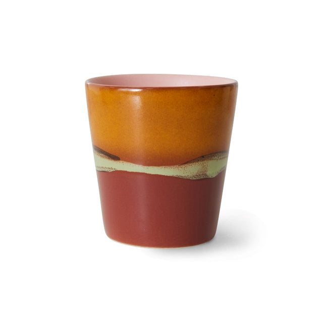 HK Living Kaffeebecher 70s Ceramics – Stoneware Tumbler 230 ml, handglasiert, reaktive Glasur, Farbwelt Clay