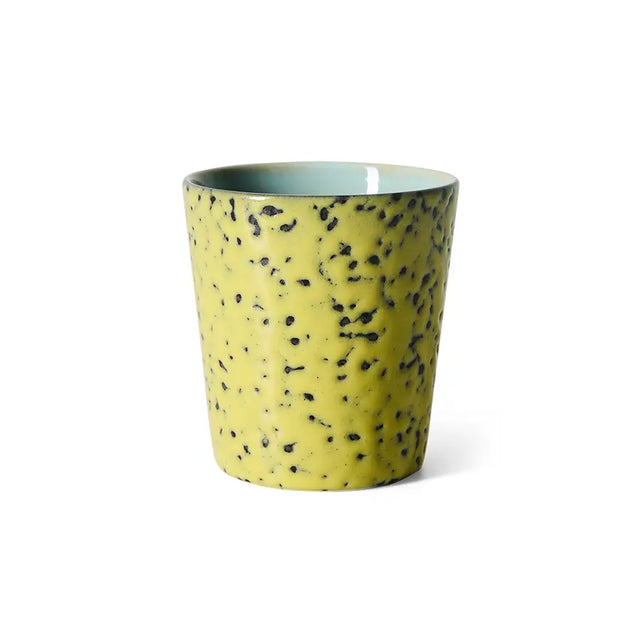 HK Living Kaffeebecher 70s Ceramics – Stoneware Tumbler 230 ml, handglasiert, reaktive Glasur, Farbwelt Corn