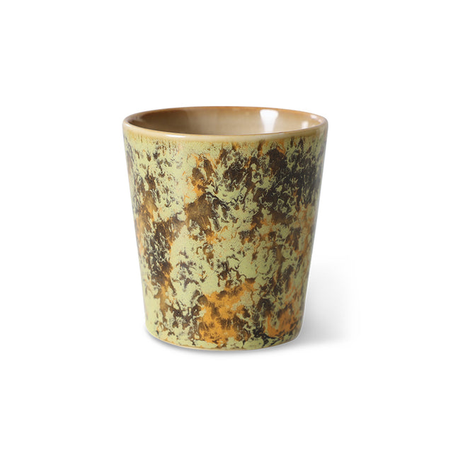 HK Living Kaffeebecher 70s Ceramics – Stoneware Tumbler 230 ml, handglasiert, reaktive Glasur, Farbwelt Fjord