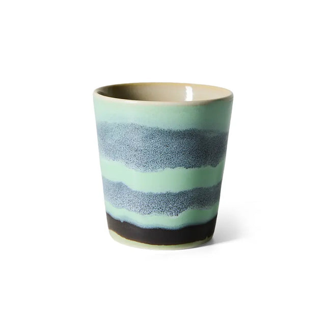 HK Living Kaffeebecher 70s Ceramics – Stoneware Tumbler 230 ml, handglasiert, reaktive Glasur, Farbwelt River