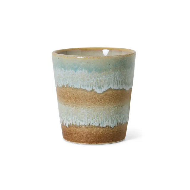 HK Living Kaffeebecher 70s Ceramics – Stoneware Tumbler 230 ml, handglasiert, reaktive Glasur, Farbwelt Skyline
