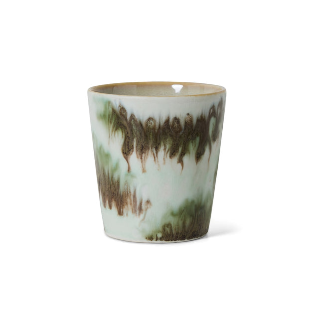 HK Living Kaffeebecher 70s Ceramics – Stoneware Tumbler 230 ml, handglasiert, reaktive Glasur, Farbwelt Tide